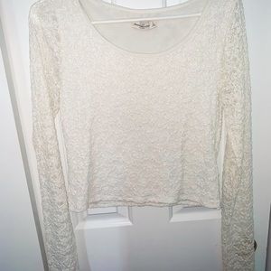 Long sleeve lace crop top